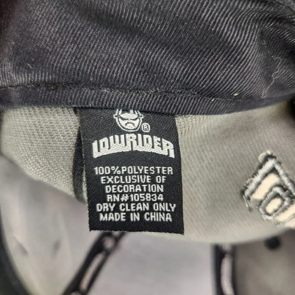 VTG Lowrider Magazine Snapback Hat Cap Black Gray Flat Bill Embroidered Chicano